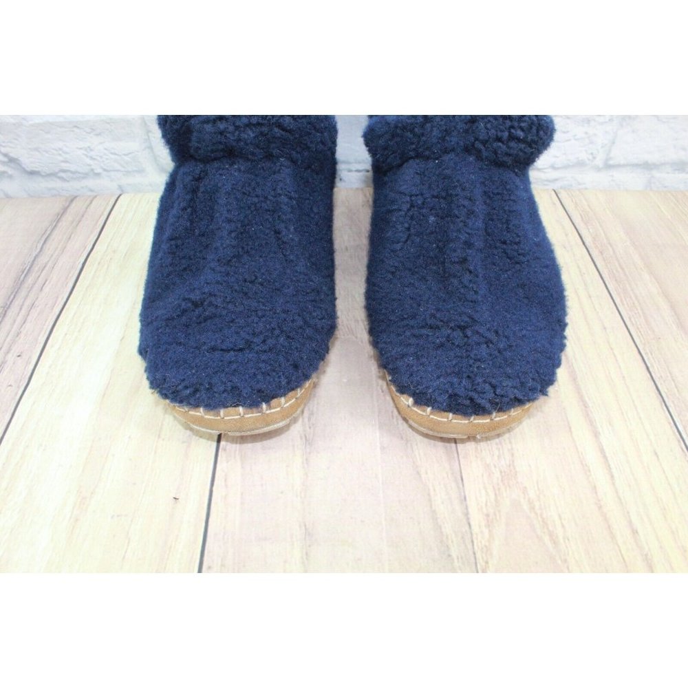 LL Bean Blue Pile Fleece Cozy Slipper Booties Size 9 M - Picture 5 of 10